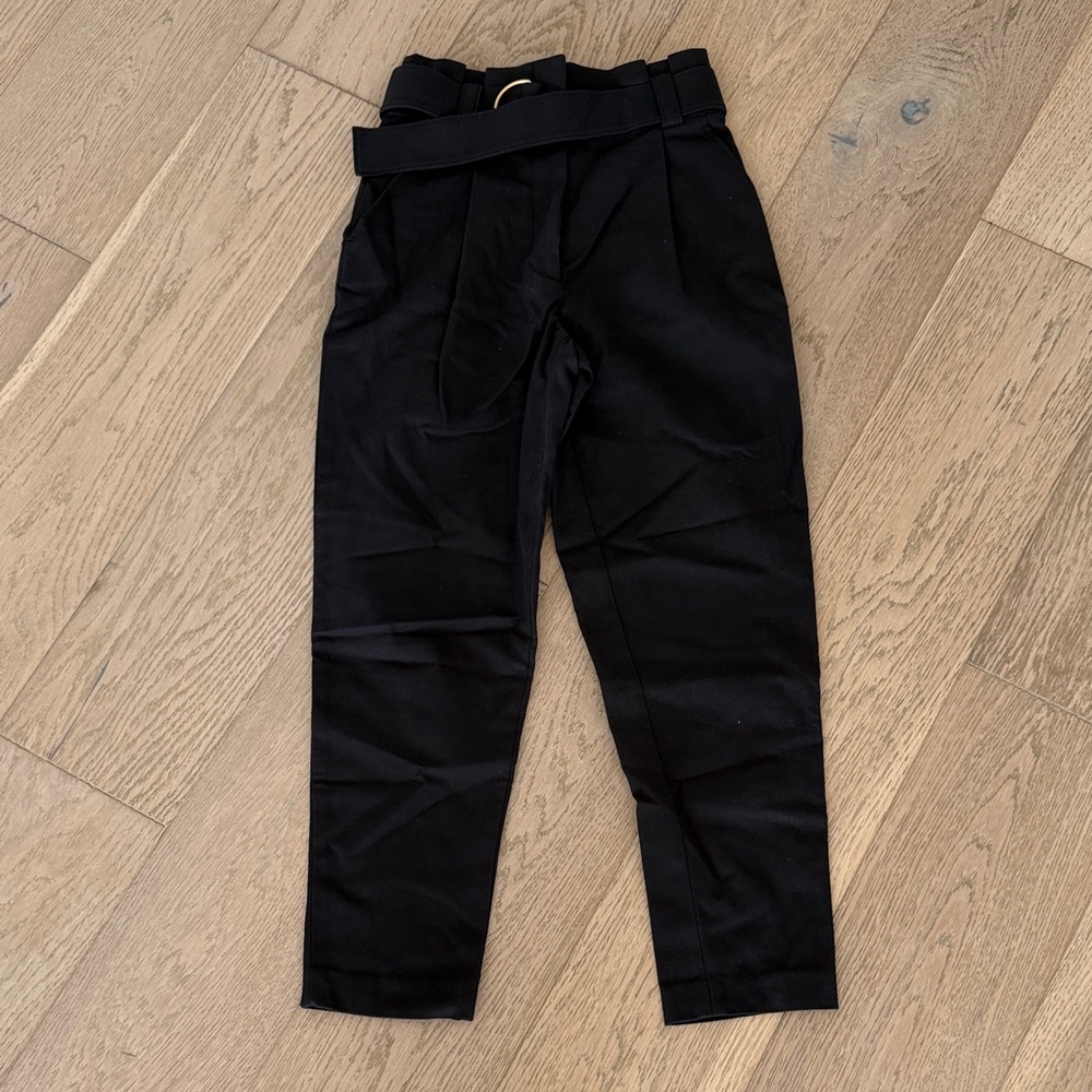 A.L.C. Black High-Rise Paperbag Trousers with Belt